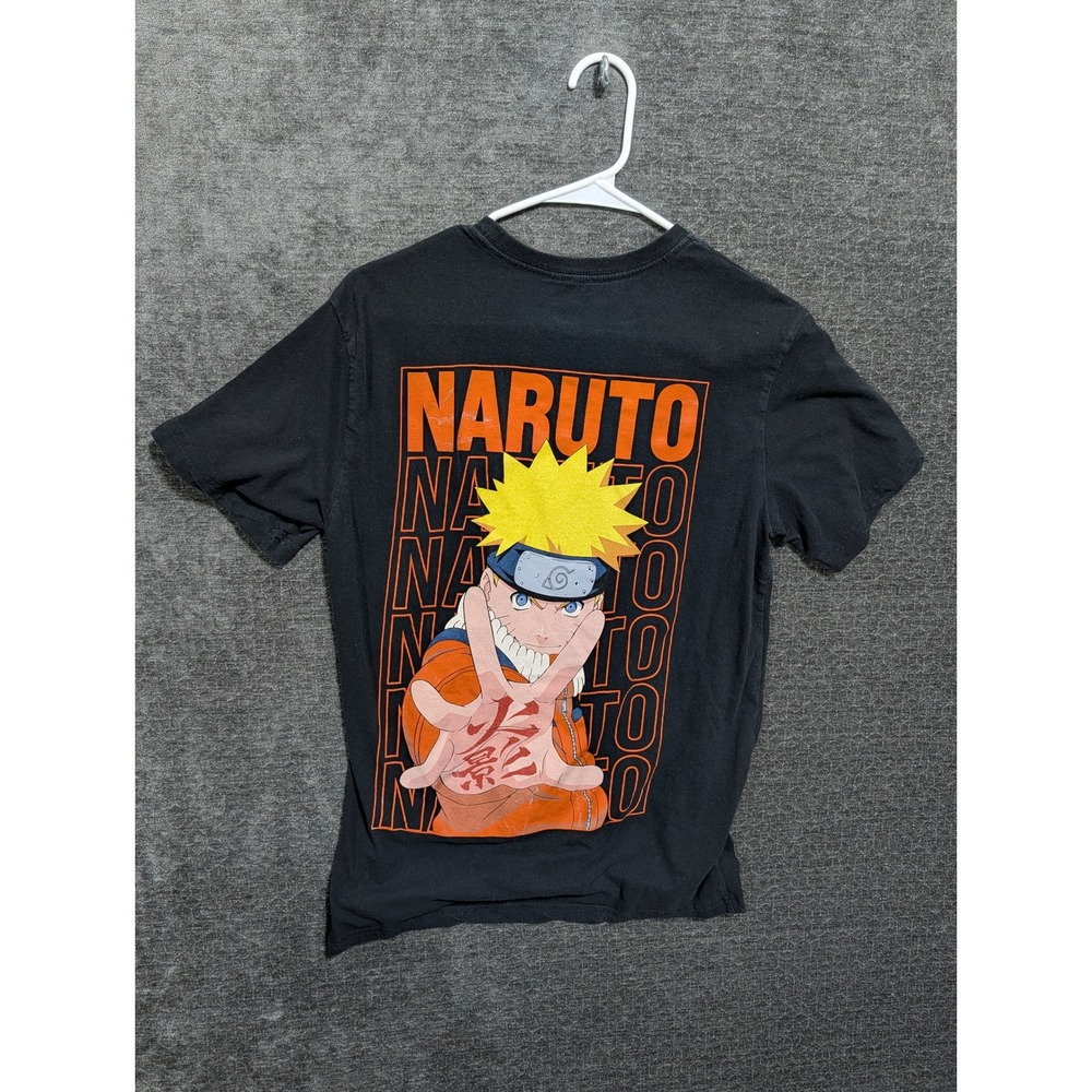 Naruto Shippuden Graphic T-Shirt Mens Medium Black Anime Uzumaki Short Sleeve